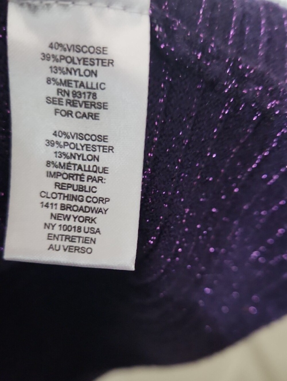 Cozy Fall Holiday Going Out Tahari Purple Metallic Ribbed Turtleneck Sweater - Picture 5 of 6